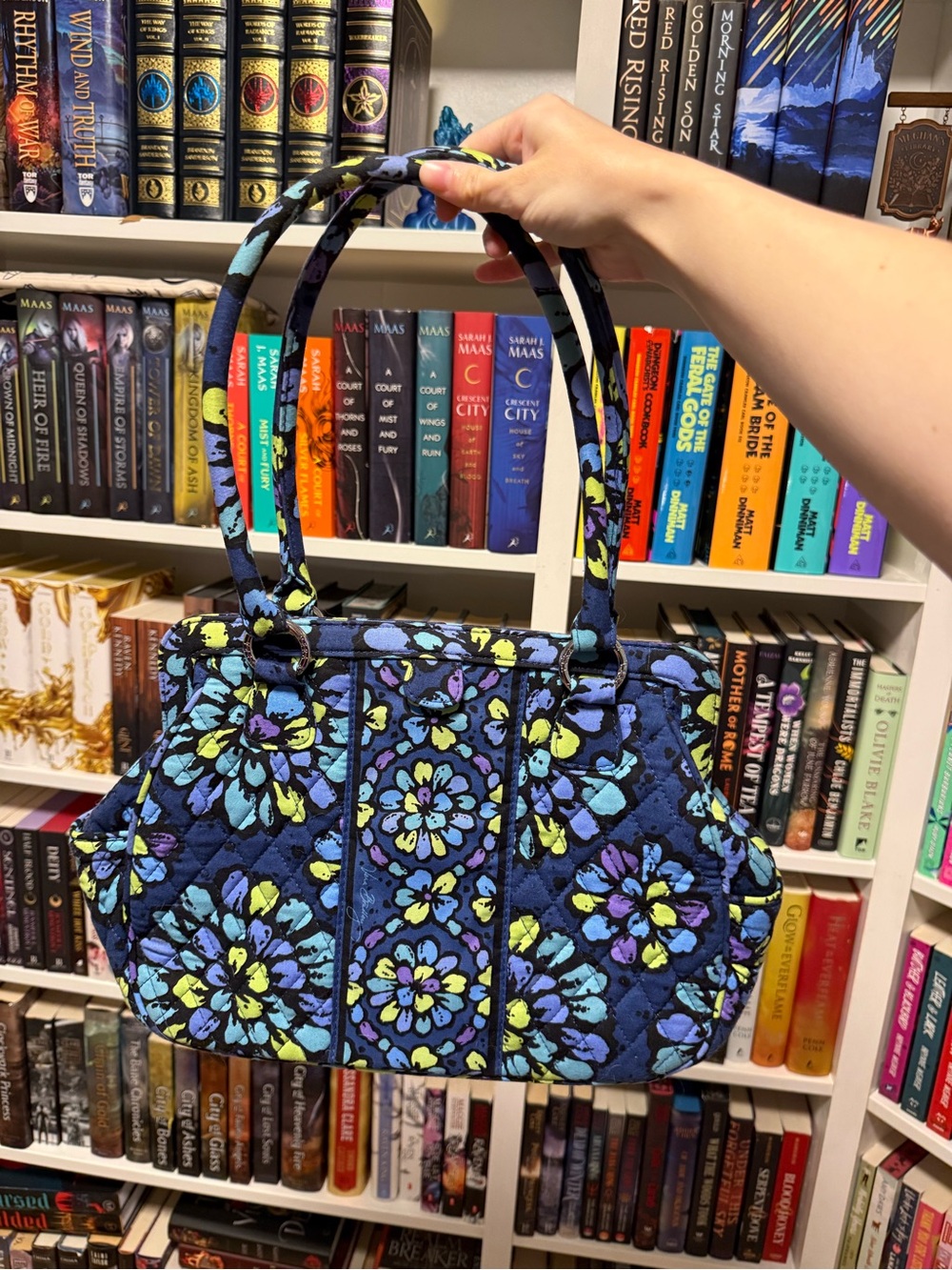 Vera Bradley Navy Quilted Floral Magnetic Shoulder Bag